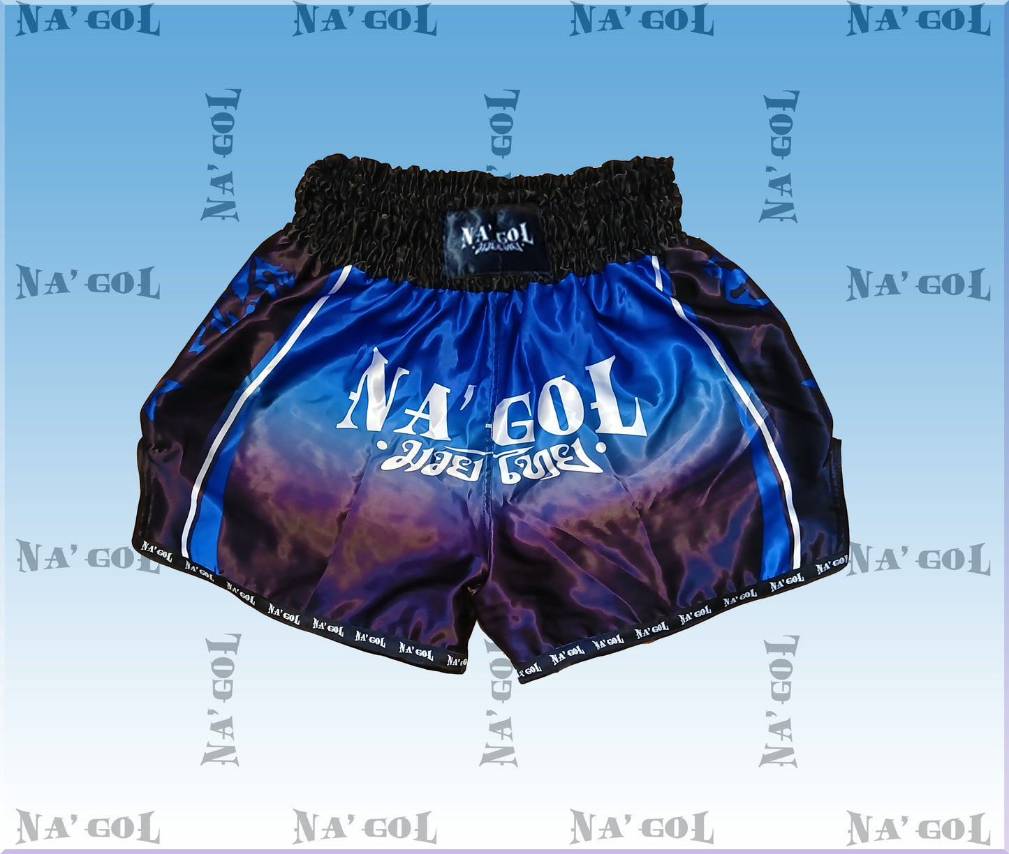 satin Na'Gol shorts for Muay Thai, and Kickboxing.