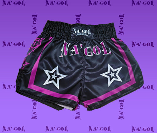 satin Na'Gol shorts for Muay Thai, and Kickboxing.